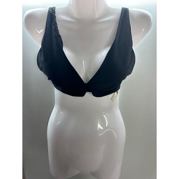 AERIE SWIMWEAR Women's Black back Strap Tie Swim Top Medium NWT - Picture 1 of 7
